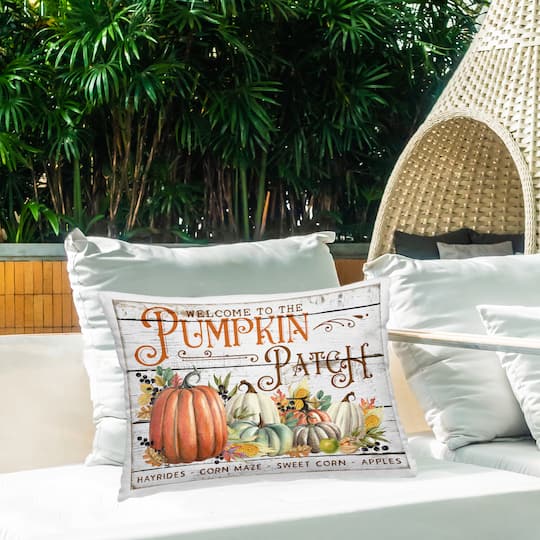 Stupell Industries Welcome Pumpkin Patch Outdoor Printed Pillow